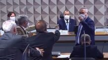 Renan e senador governista batem boca na CPI aos gritos de vagabundo e ladrão picareta